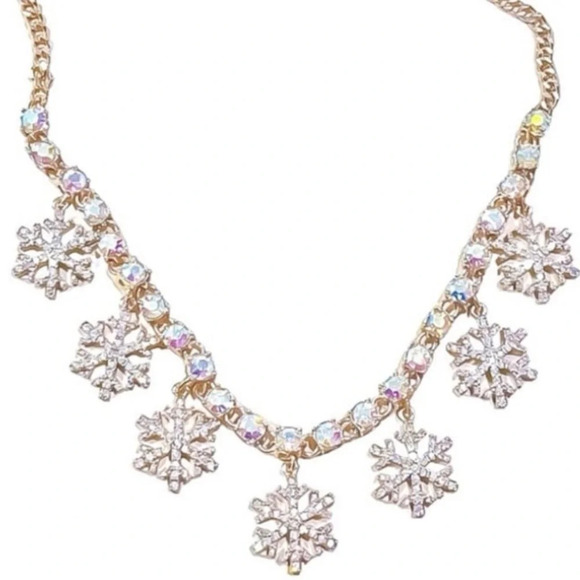 BETSEY JOHNSON Christmas Holiday Snowflake Crystal Earrings & Necklace NEW NWT - Picture 8 of 11